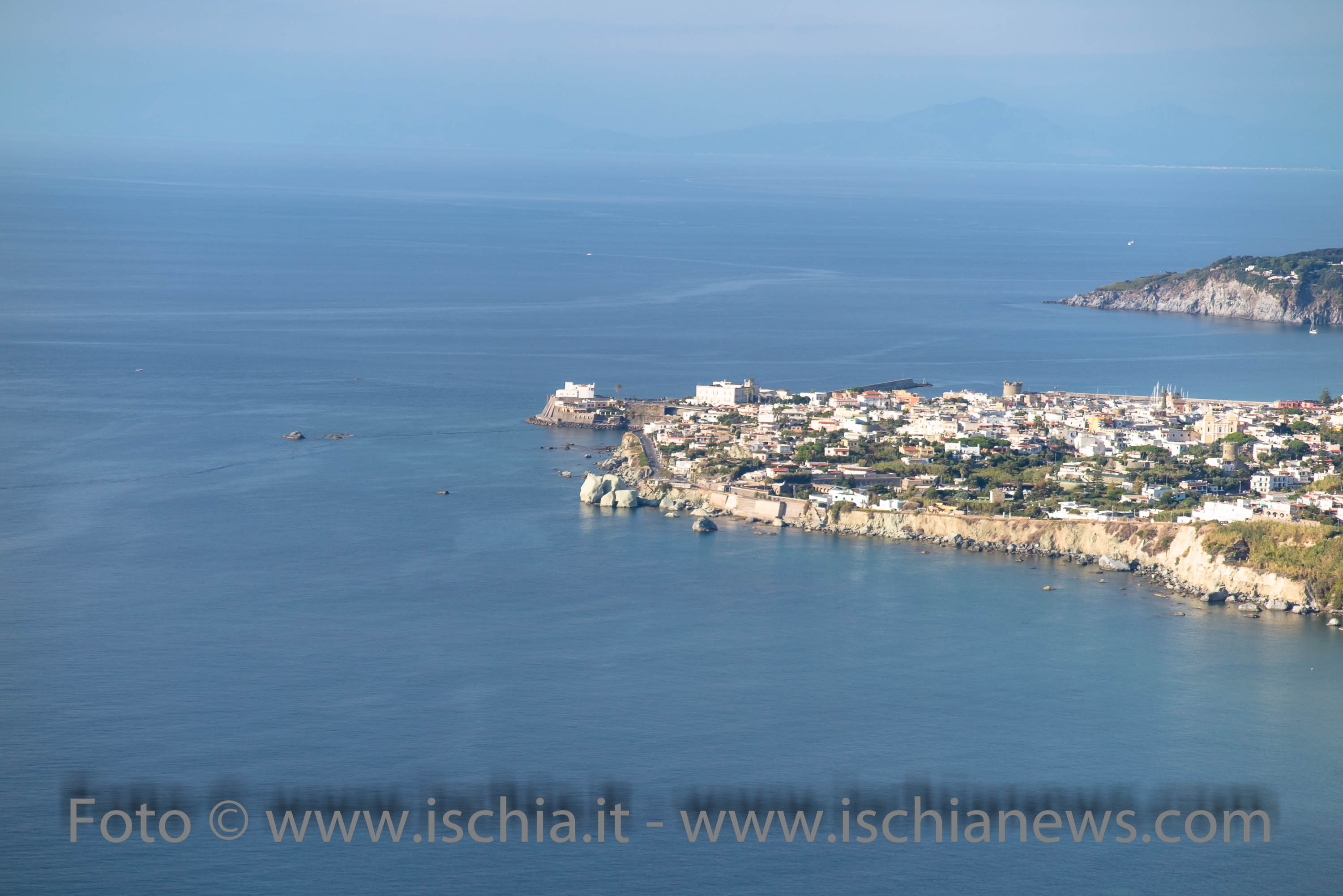 Vista della Chiesa del Soccorso e di Forio dal faro di Punta Imperatore