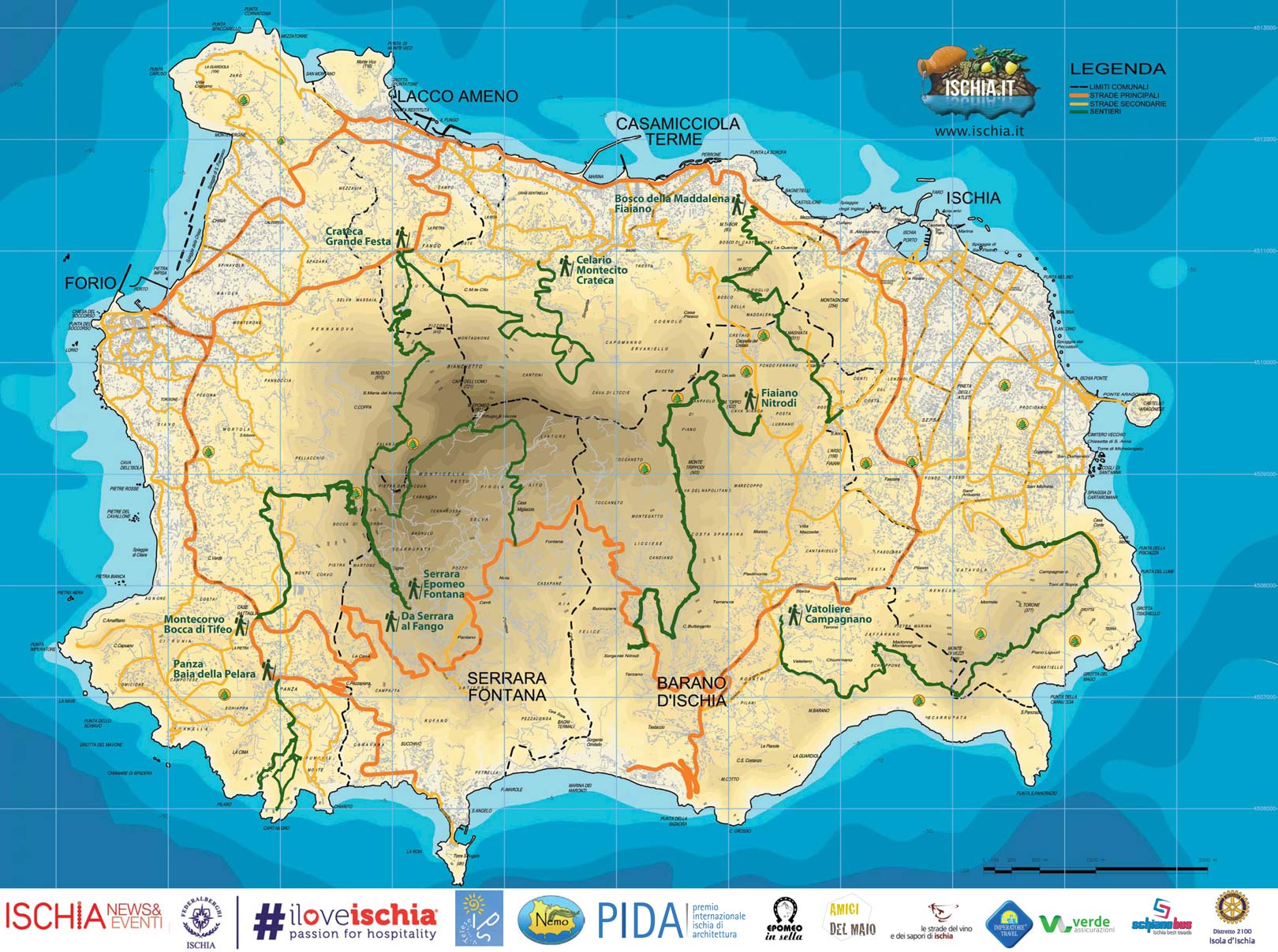 andar per sentieri 2015Cartina di Ischia con i sentieri di 